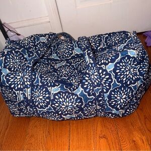 Vera Bradley Large Floral Blue and White Duffel Bag